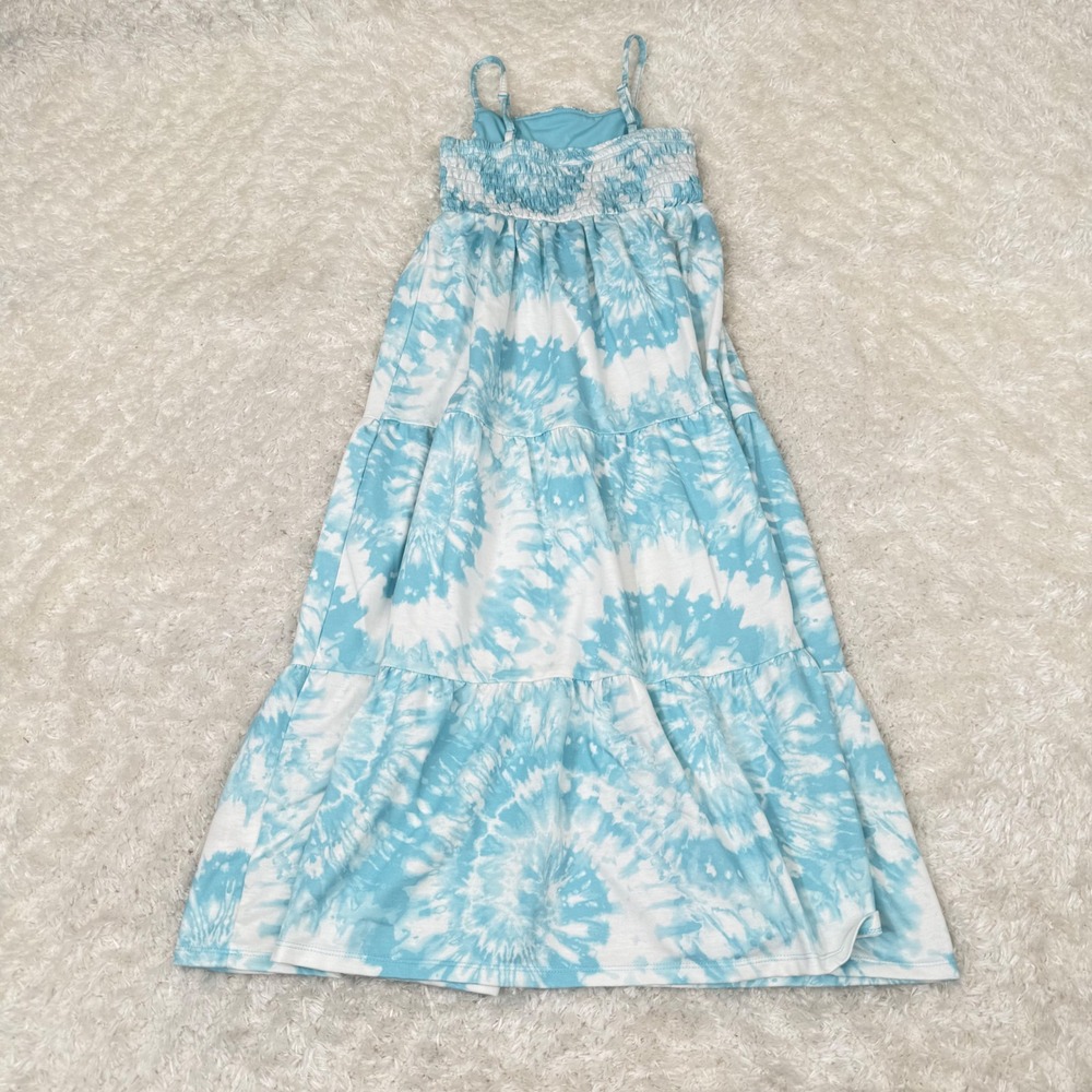 32 Degrees Cool Girl's S Small 7/8 Blue Smocked Tie Dye Sundress Casual - Picture 2 of 12